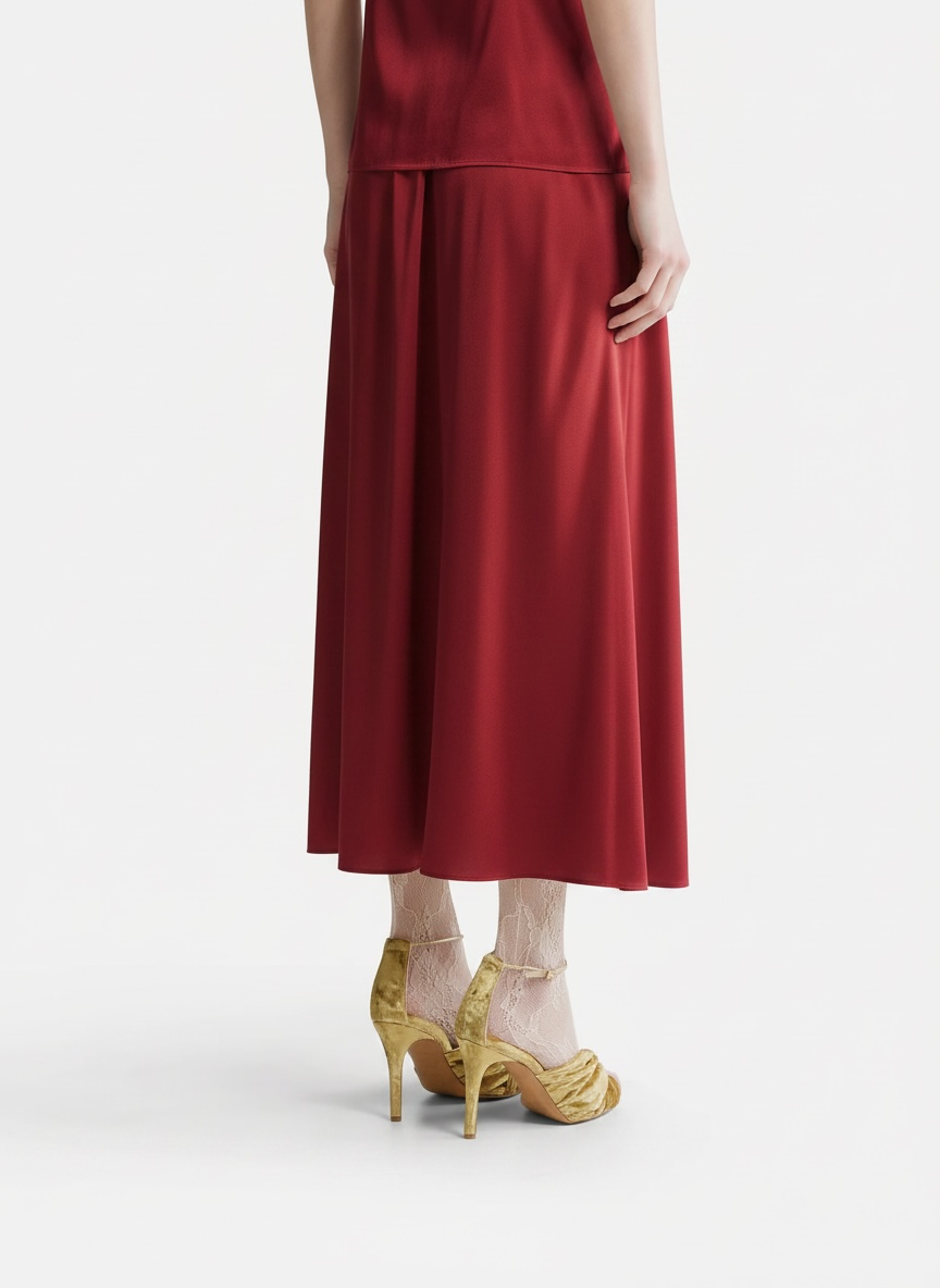 Silk Satin Skirt 15077 Pomegranate