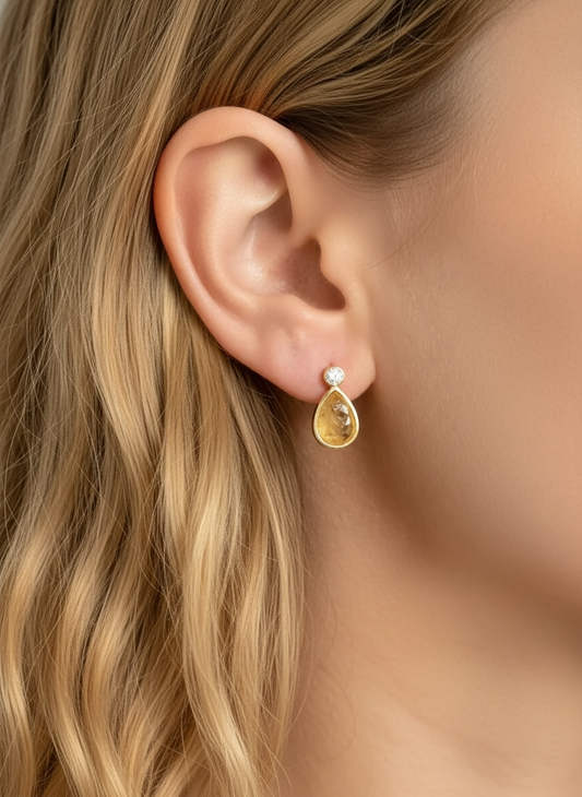 Druzy Earrings Citrine