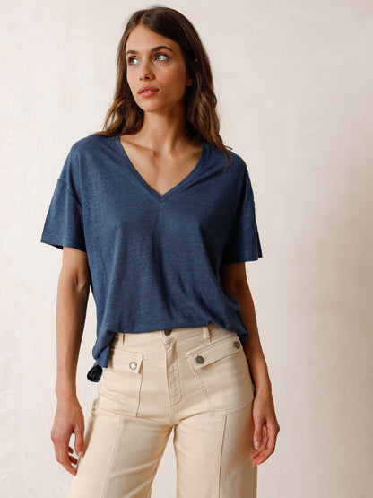 LINEN V T-SHIRT