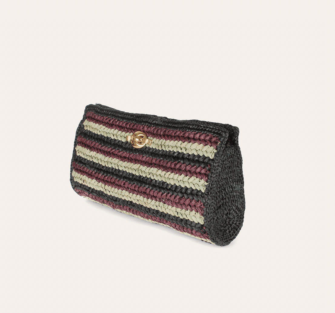 UPTOWN RAFFIA CLUTCH BLACK