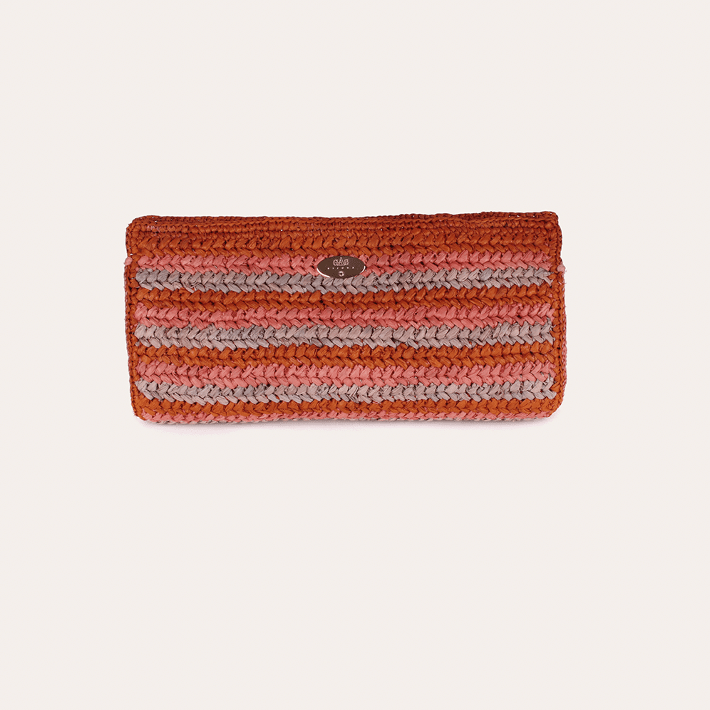 UPTOWN RAFFIA CLUTCH RUST