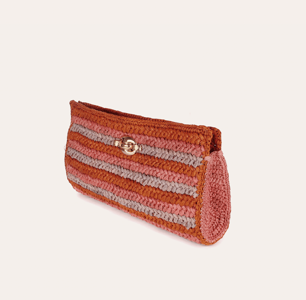 UPTOWN RAFFIA CLUTCH RUST