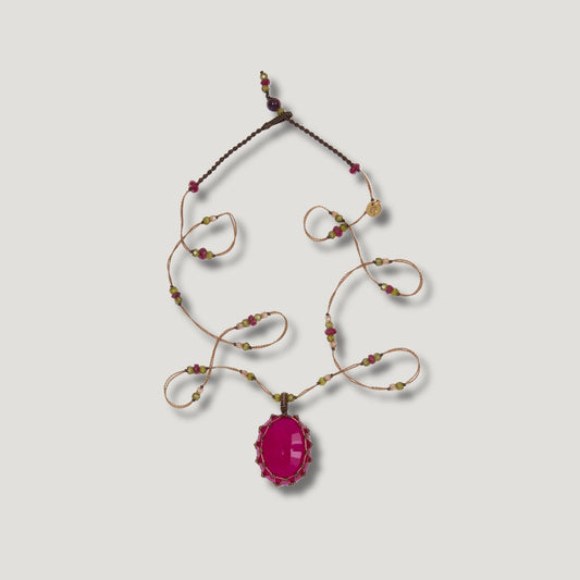 Rubellite Tibetan Necklace