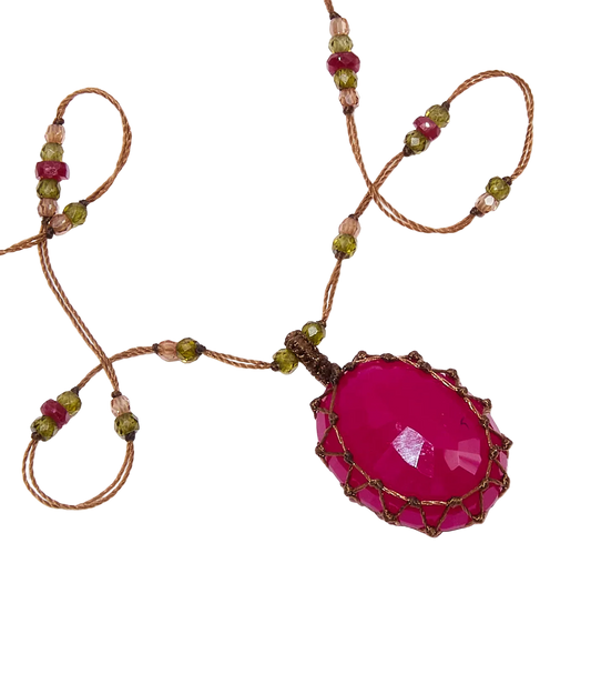 Rubellite Tibetan Necklace