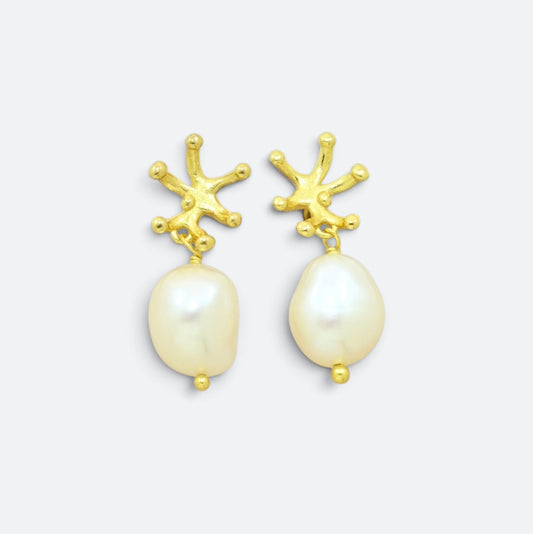 Coral Earrings Natural Pearl