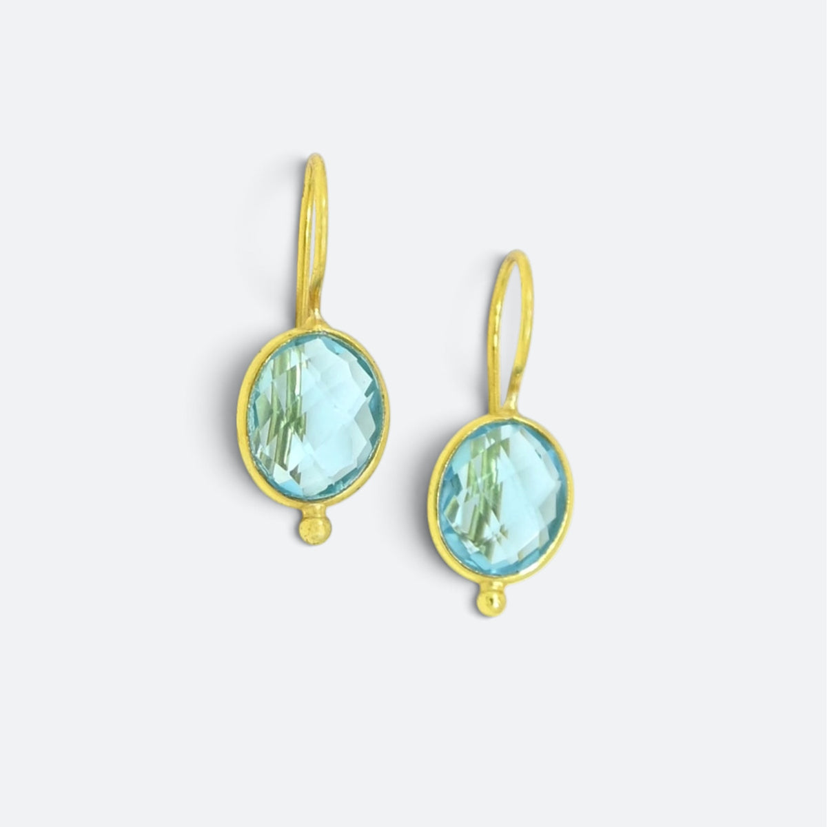 Oval Earrings Blue Topaze
