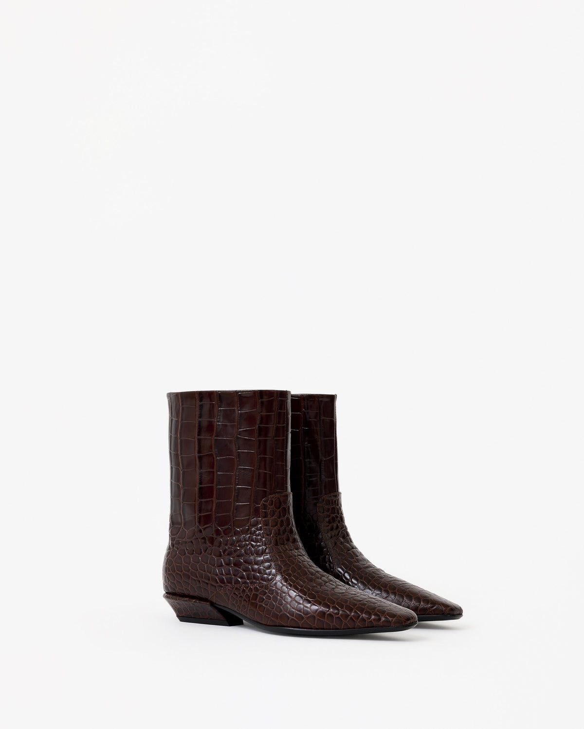 Tamy Croc-Effect Ankle Boots Chocolate – Mi/Mai
