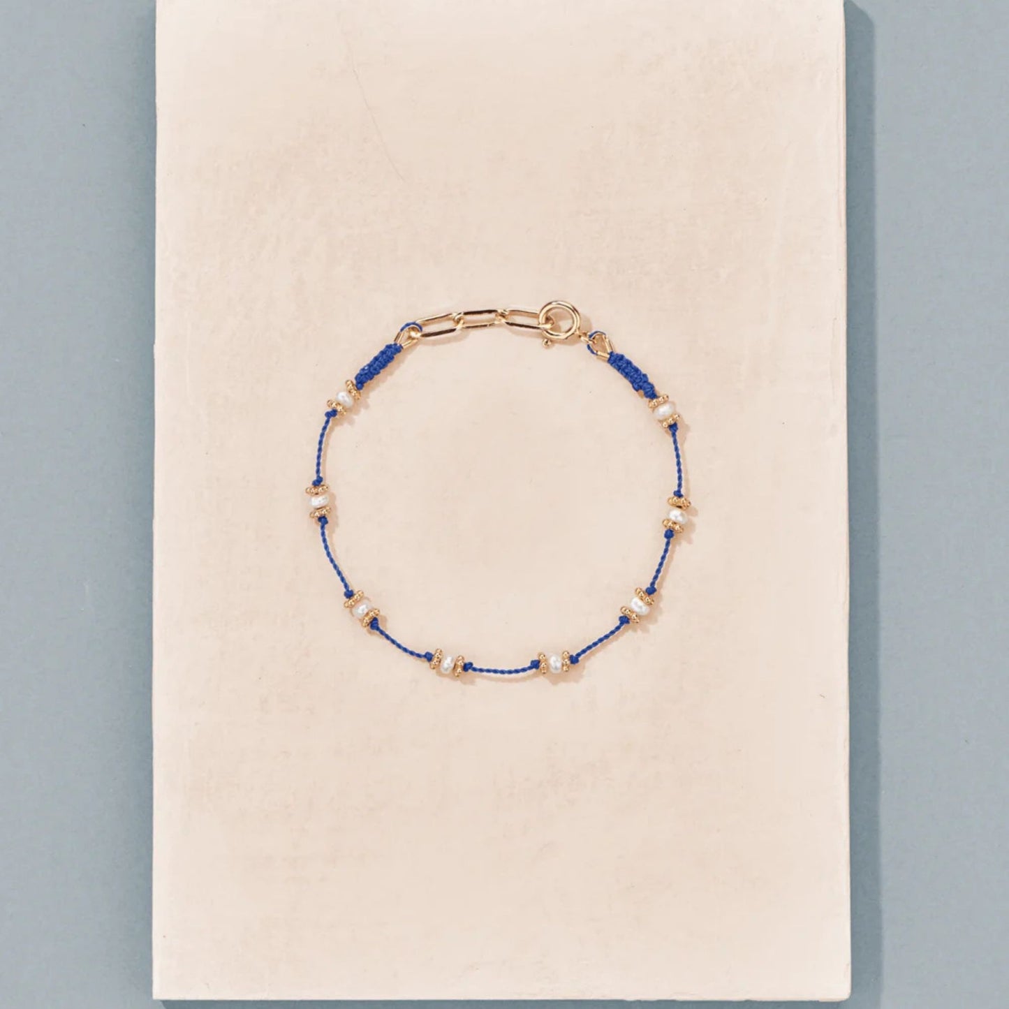 LOTUS BRACELET BLUE AND PEARLS