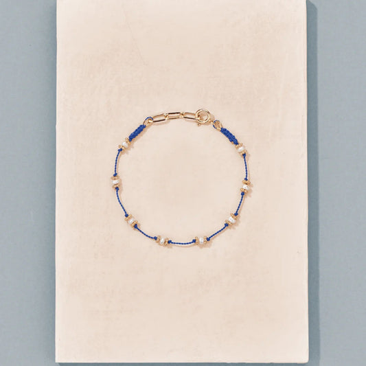 LOTUS BRACELET BLUE AND PEARLS