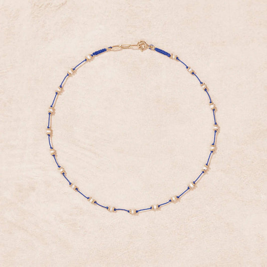 LOTUS NECKLACE BLUE & PEARL