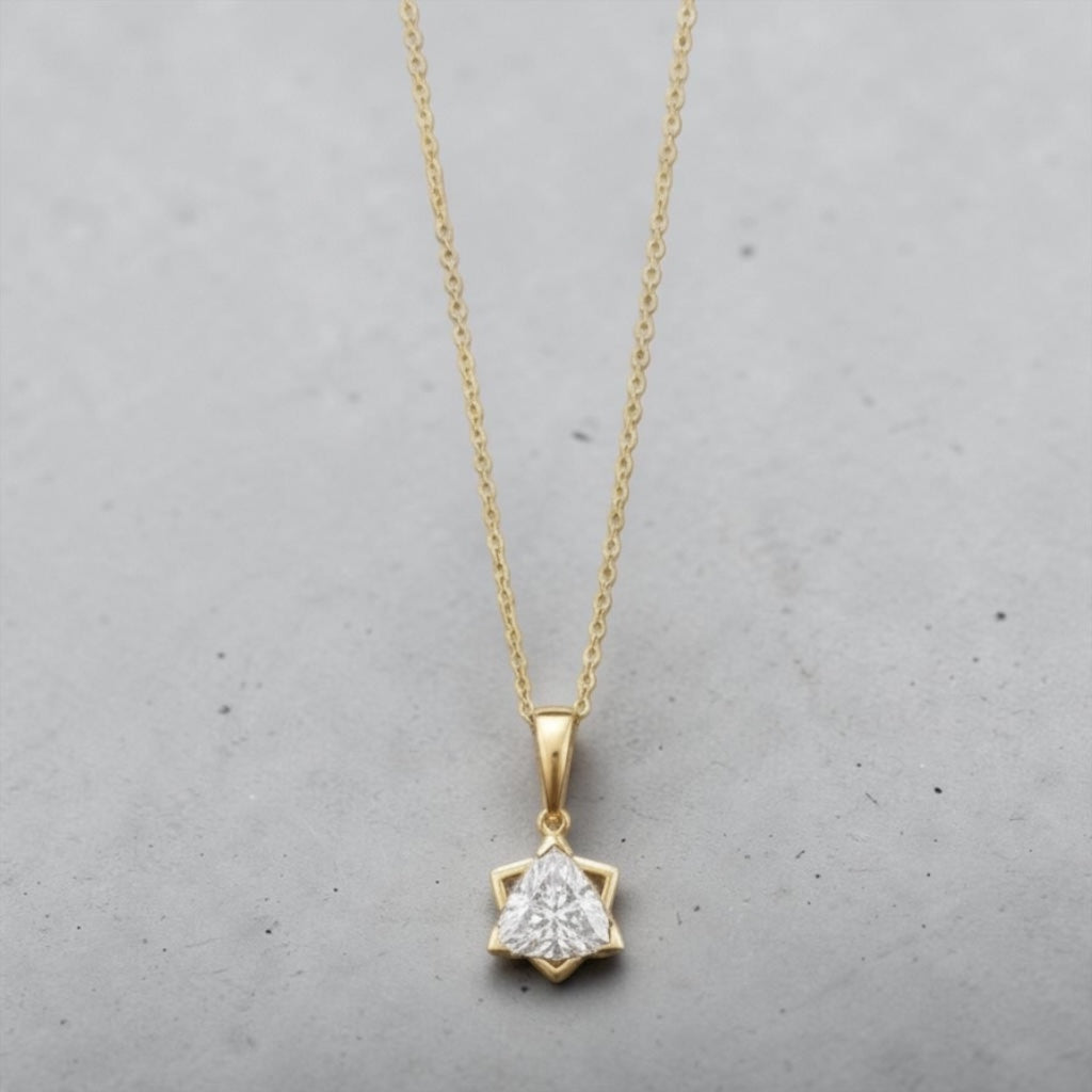 June 25 Trillion Diamond Star of David Necklace in 14k gold