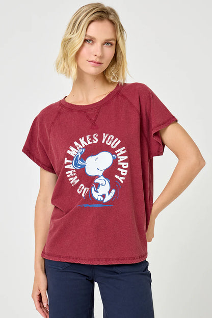 HAPPY SNOOPY T-SHIRT BURGUNDY