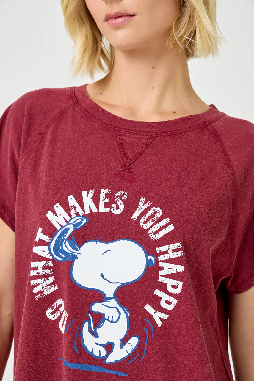 HAPPY SNOOPY T-SHIRT BURGUNDY