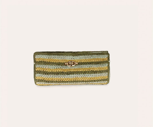 UPTOWN RAFFIA CLUTCH GREEN