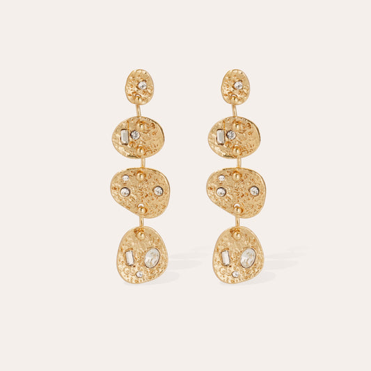 Eclipse 4 Rows Gold Earrings Rhinestones