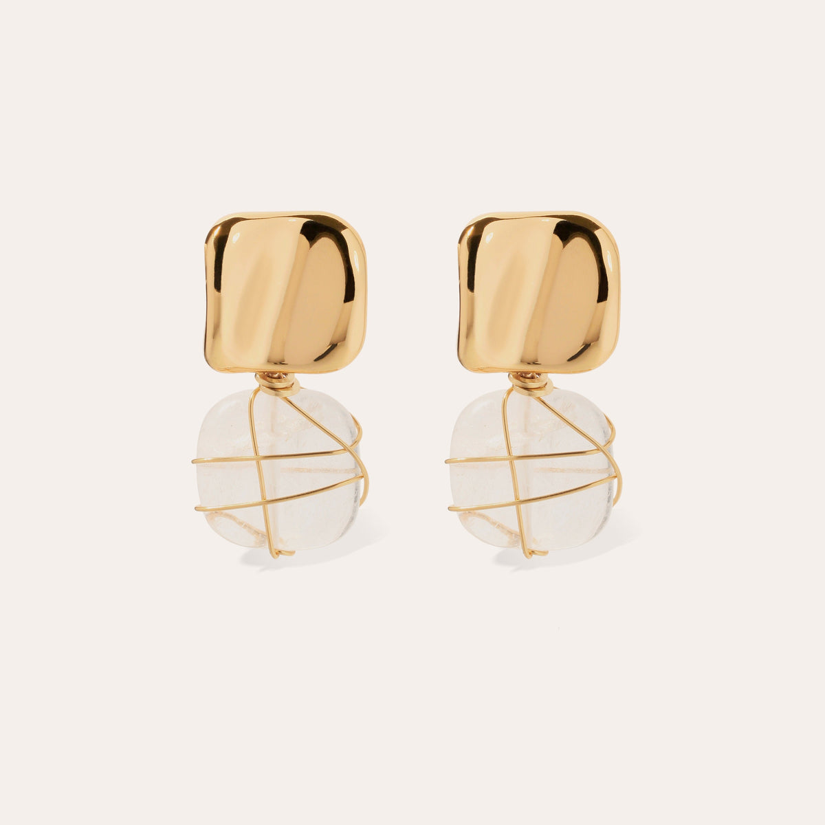 Rainbow Square Earrings Rock Crystal