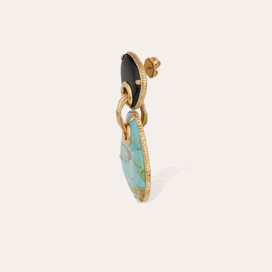 Silia Large Earrings Turquoise & Onyx