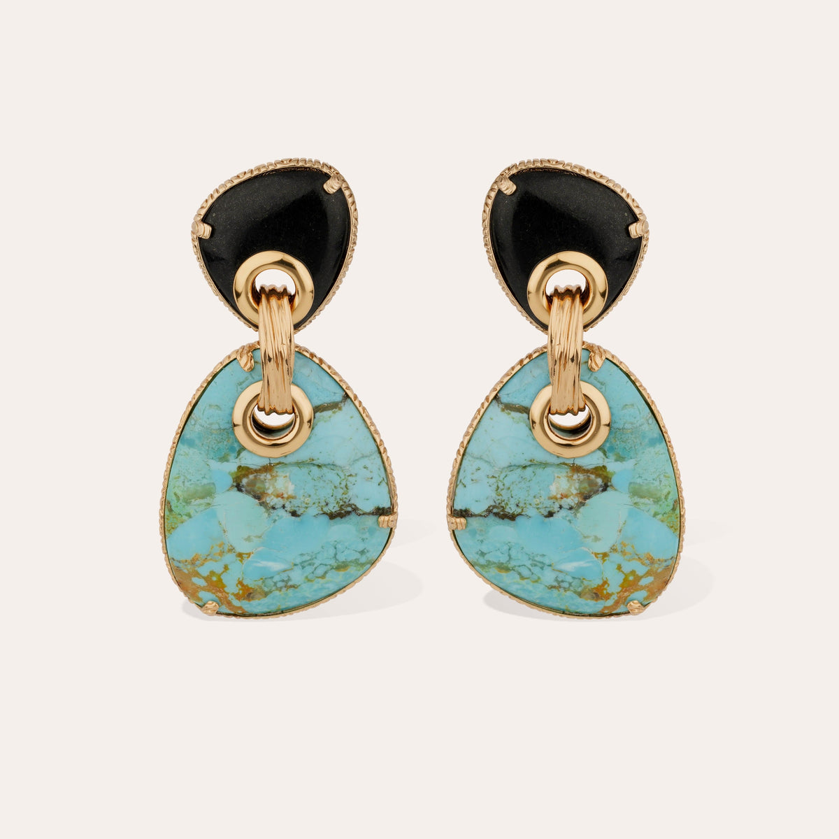 Silia Large Earrings Turquoise & Onyx