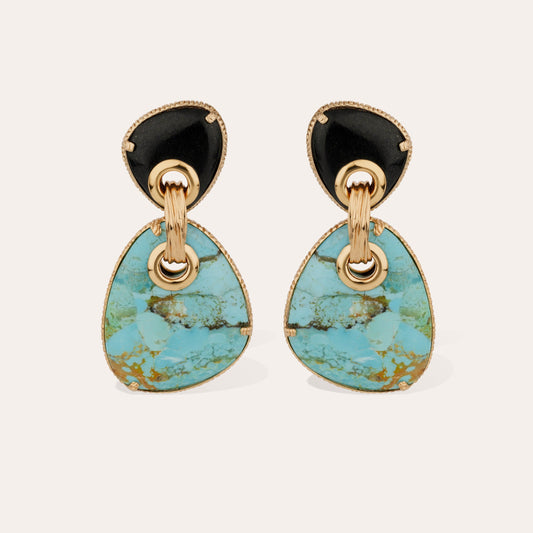 Silia Large Earrings Turquoise & Onyx