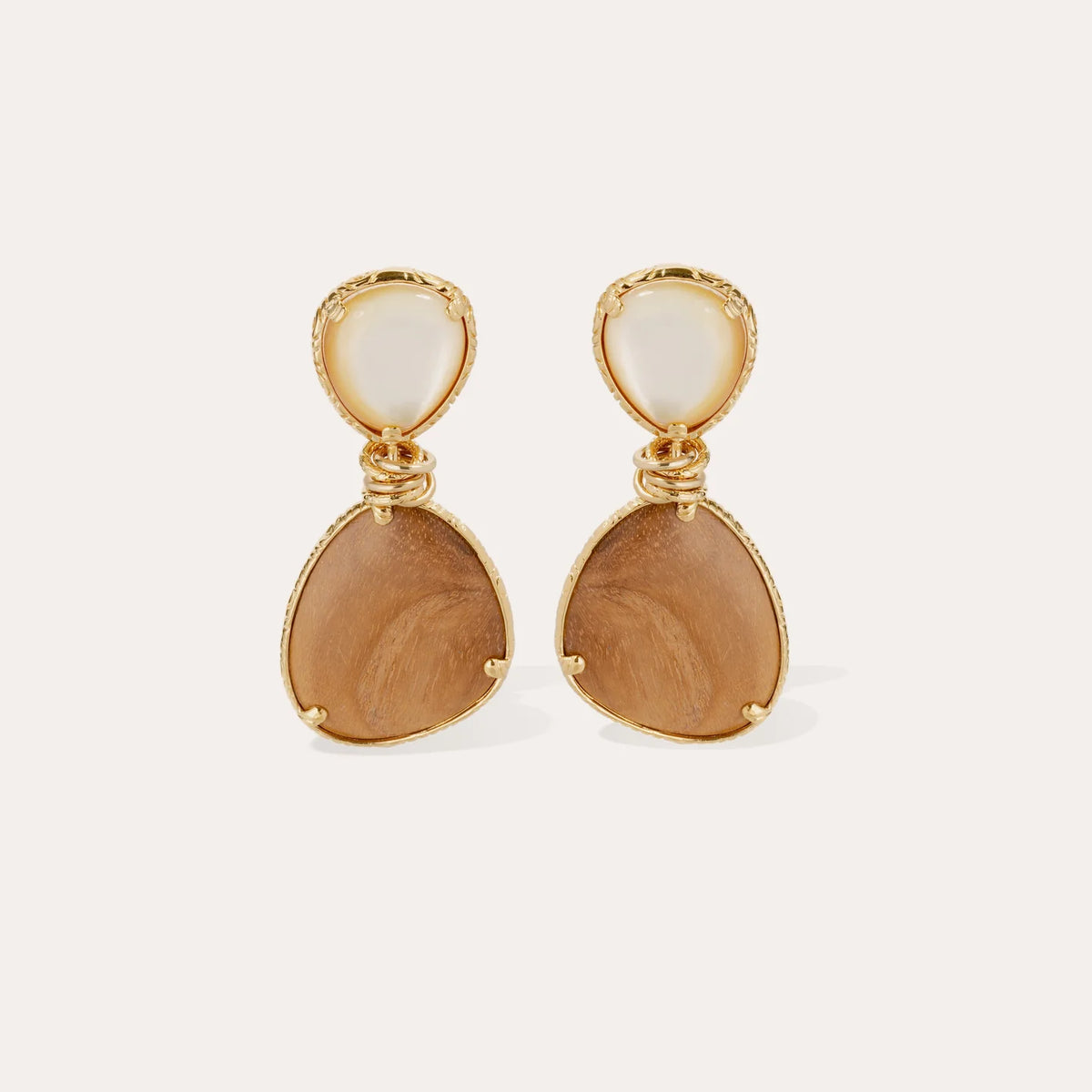 Silia Earrings Wood & Pearl