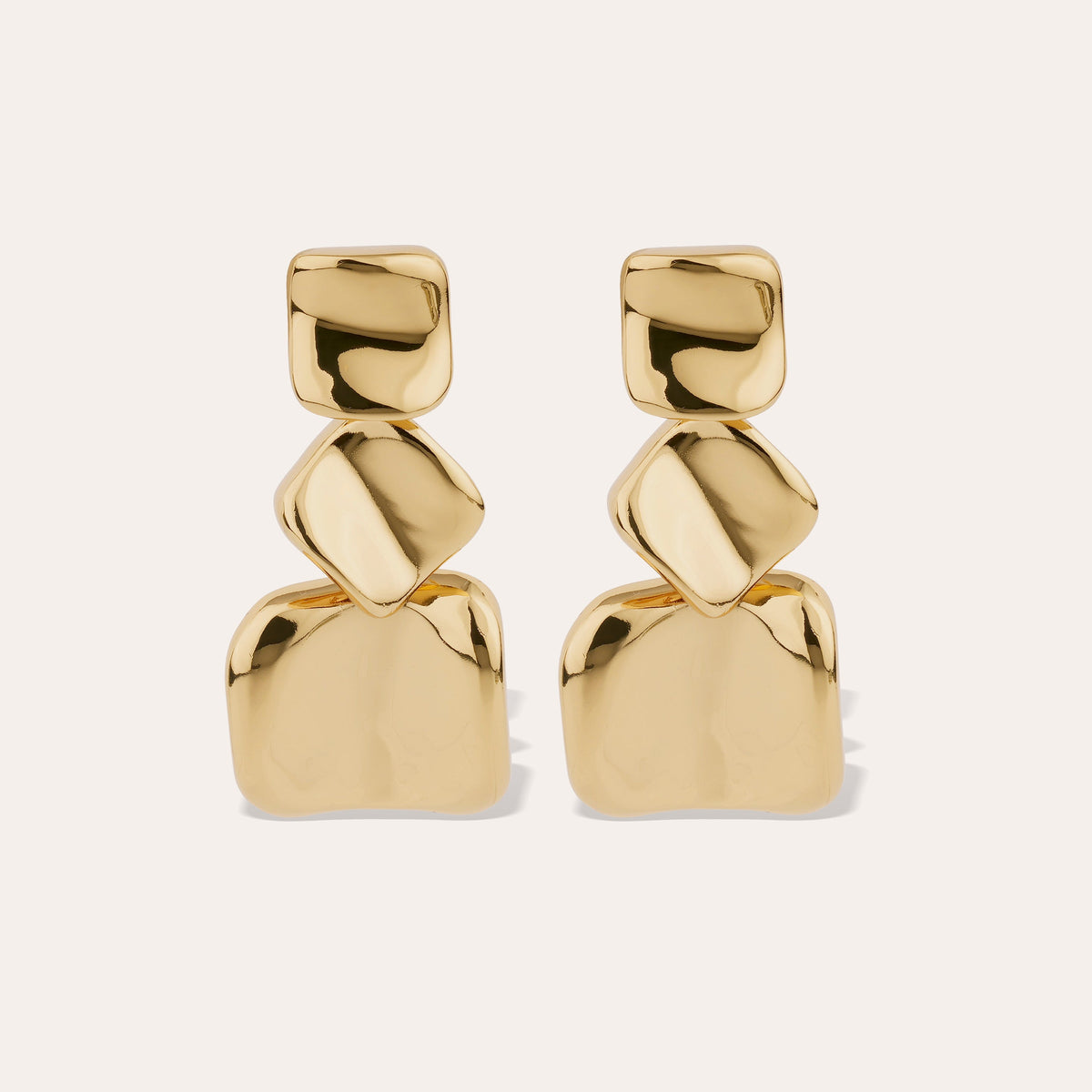 Square Large Earrings Gold