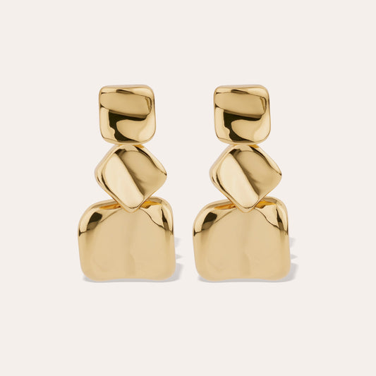 Square Large Earrings Gold