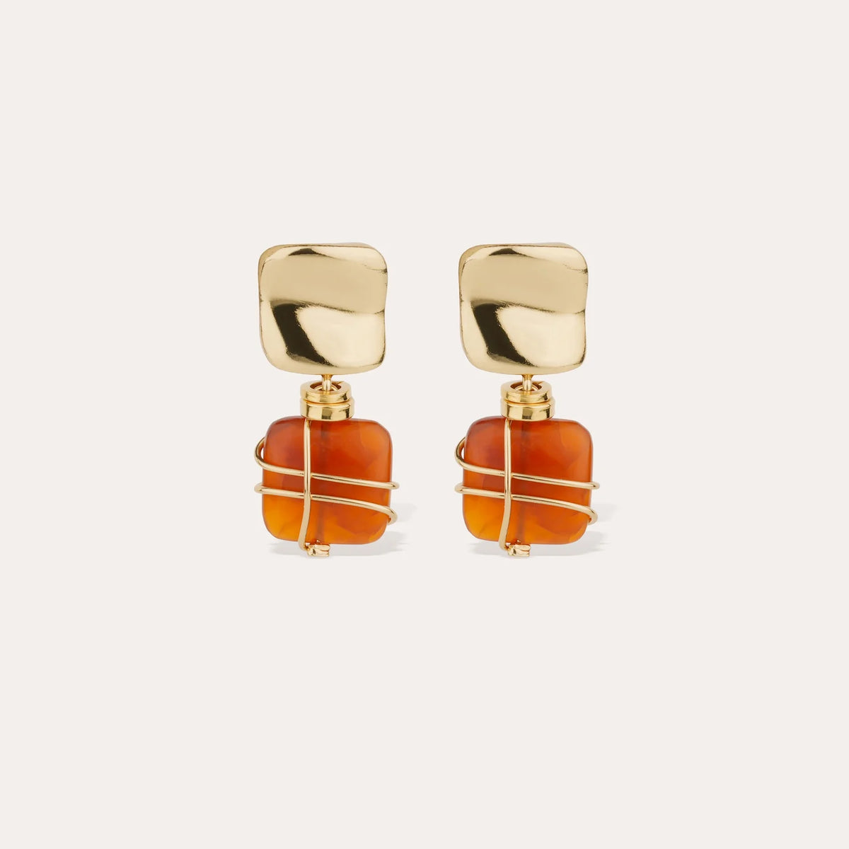 Rainbow Square Small Earrings Cornaline