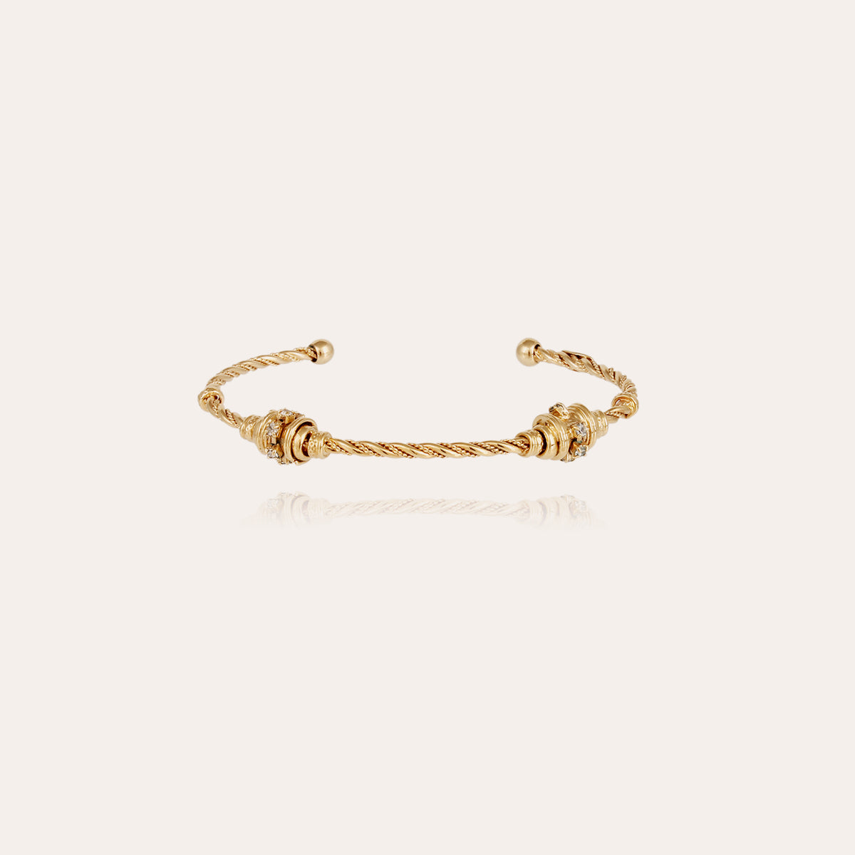 Torsade 2 Small Bangle Gold Rhinestones