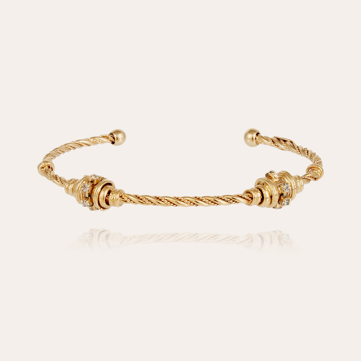 Torsade 2 Small Bangle Gold Rhinestones