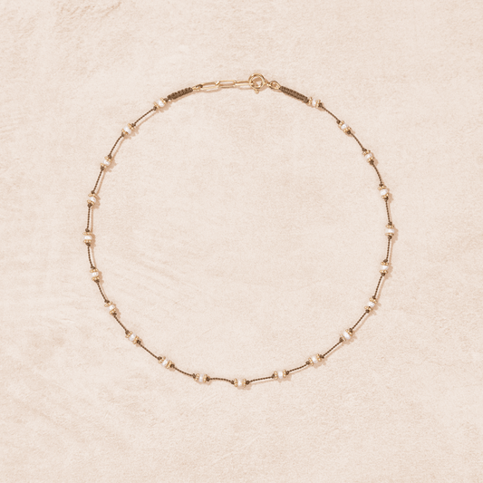 Lotus Necklace Beige & Pearl