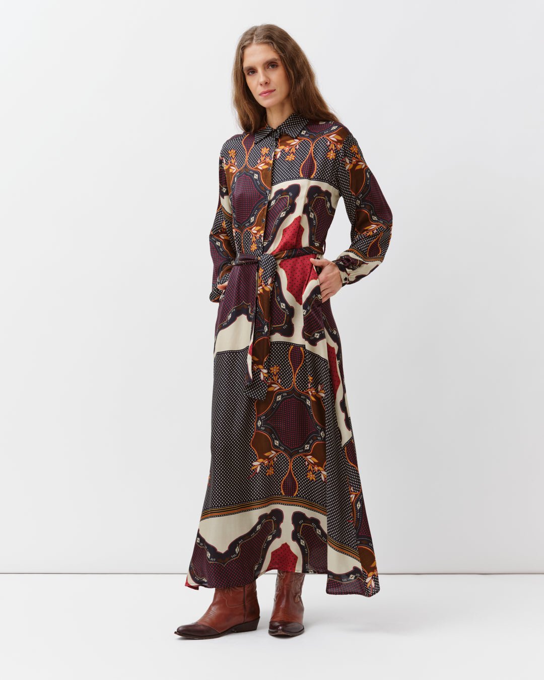 Riora Dress Navy Red Ecru – Diega