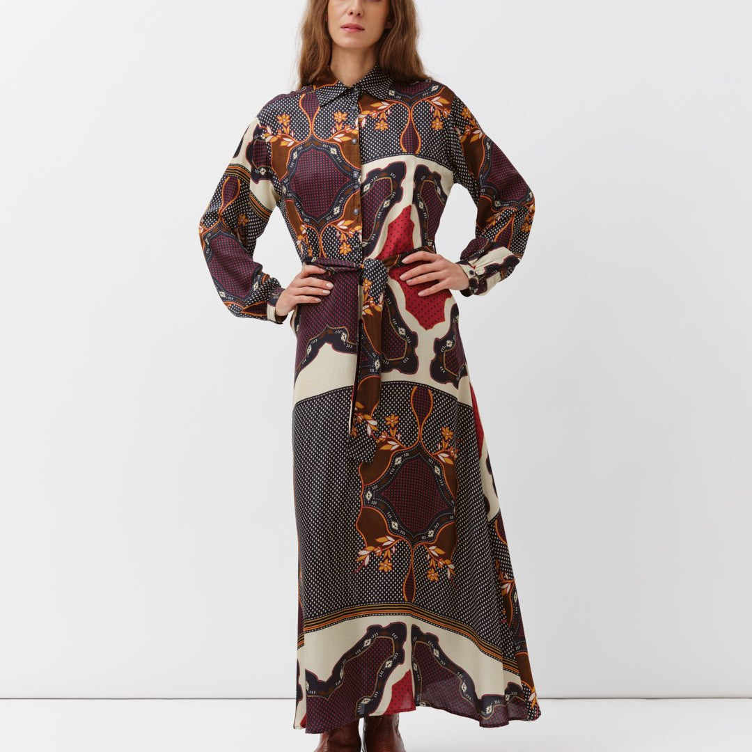 Riora Dress Navy Red Ecru – Diega