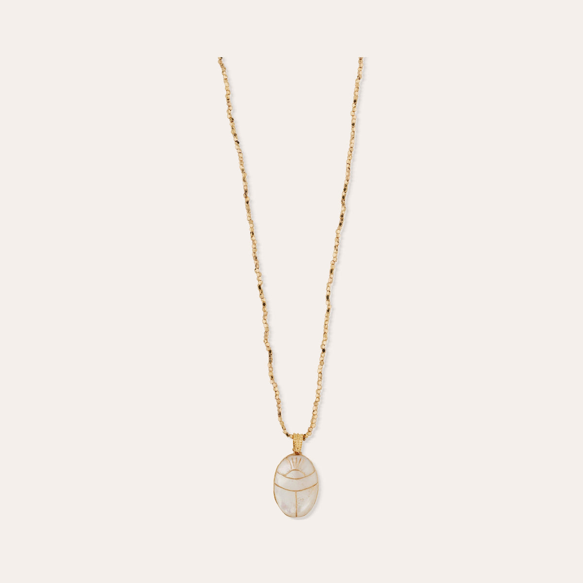 Lucky Scarabee Long Necklace Mother of Pearl