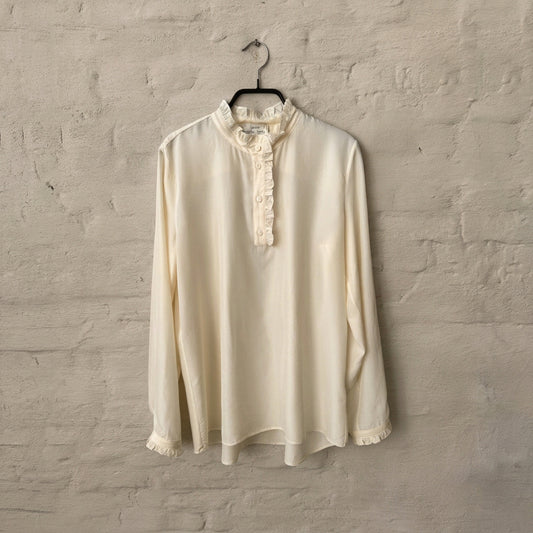 Silk Ruffle Collar Shirt 15408 Ivory