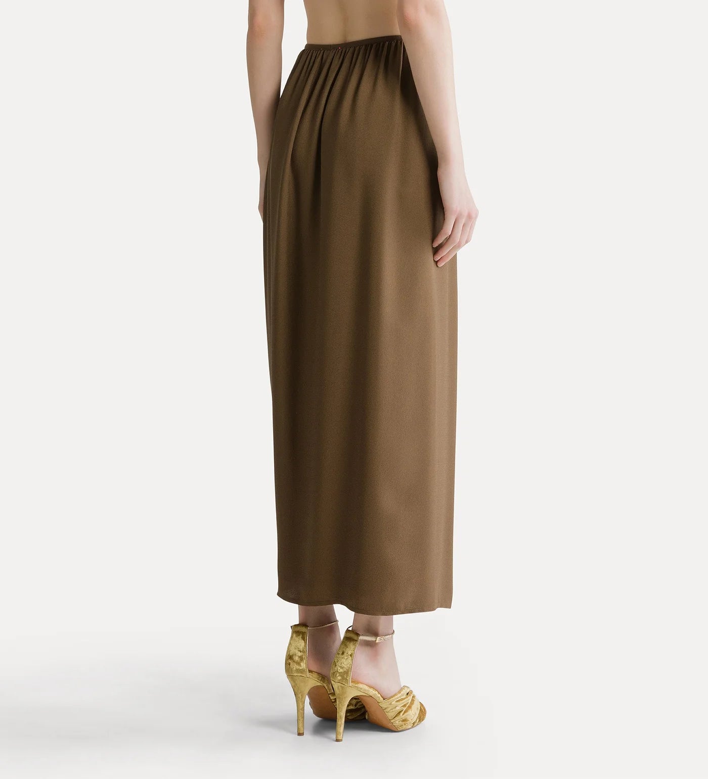 Silk Blend Skirt Brown 15088
