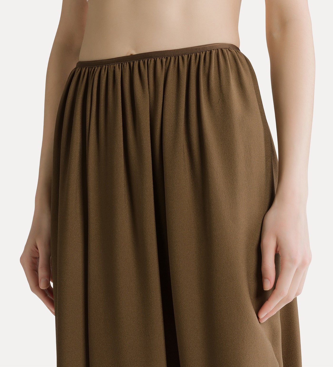 Silk Blend Skirt Brown 15088