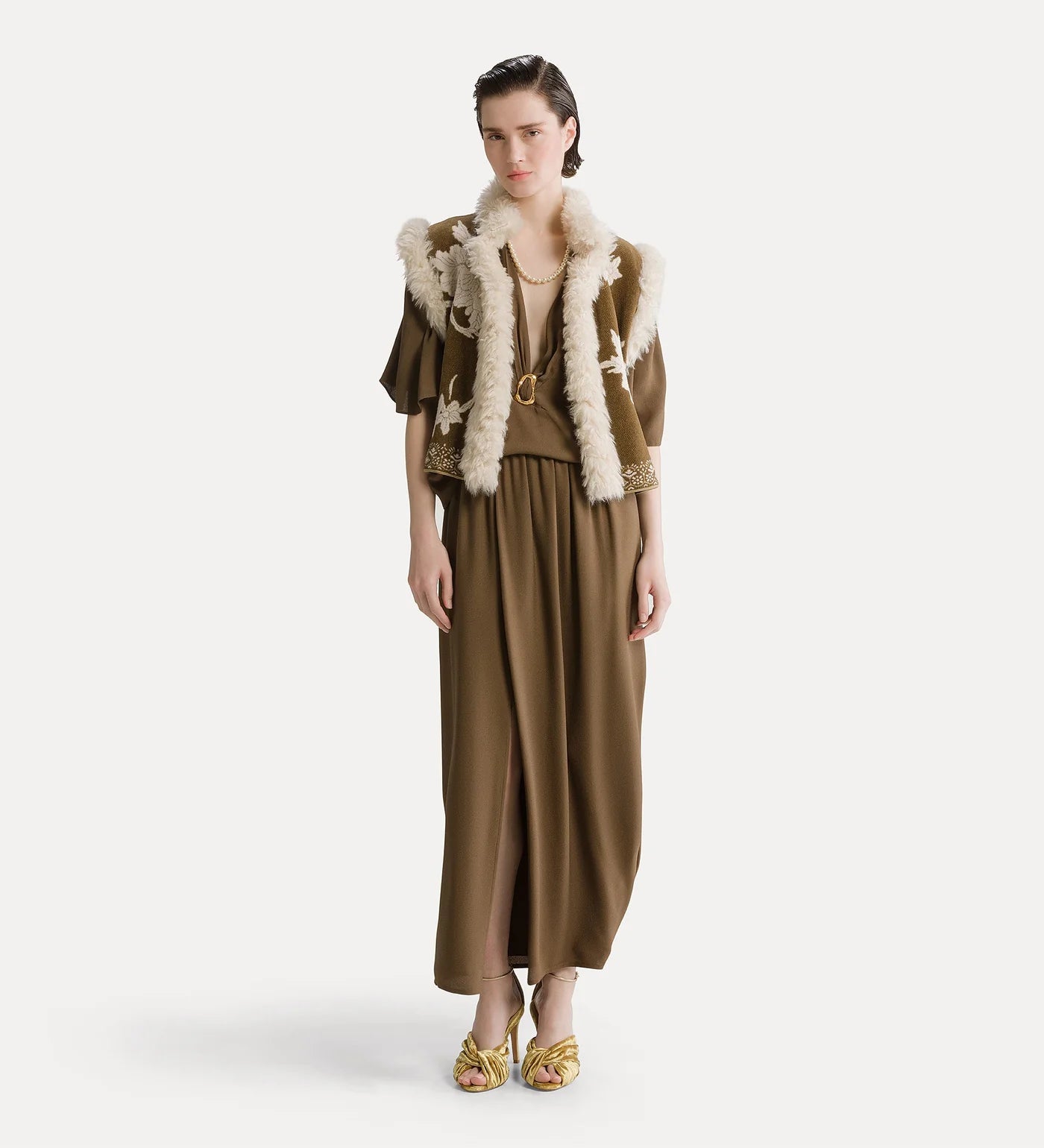 Silk Blend Skirt Brown 15088