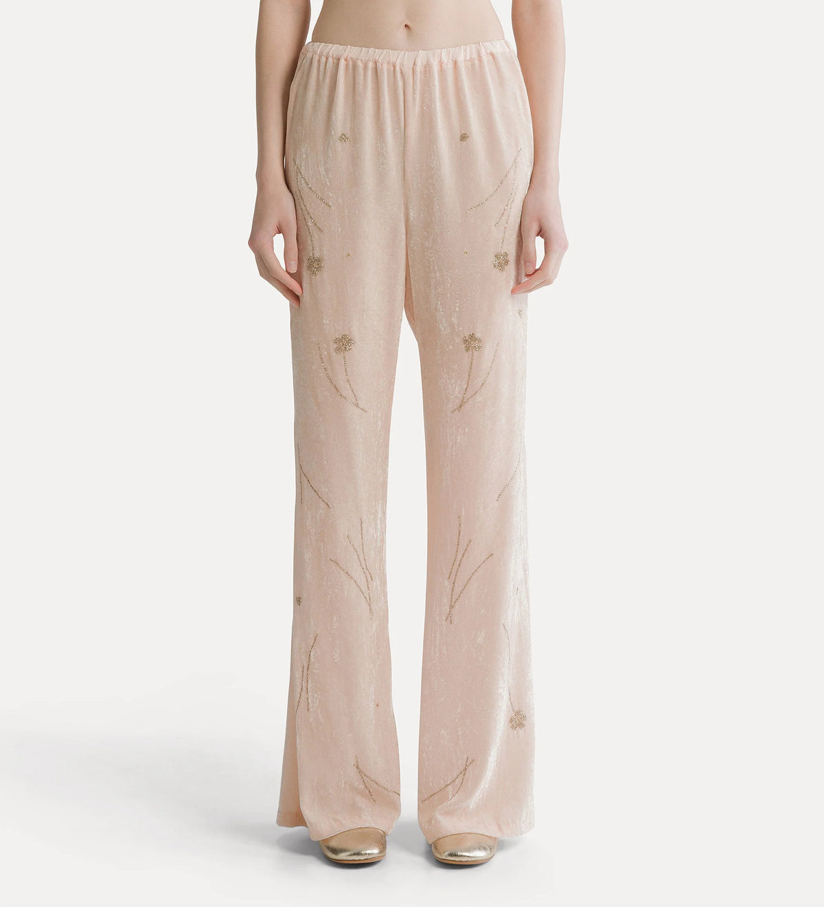 Embroidered Velvet Pants 15046