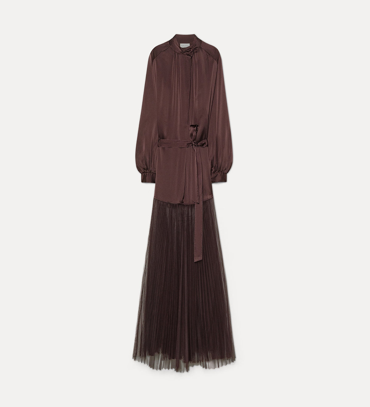 Silk Satin & Plissé Tulle Dress 15387 Fondant