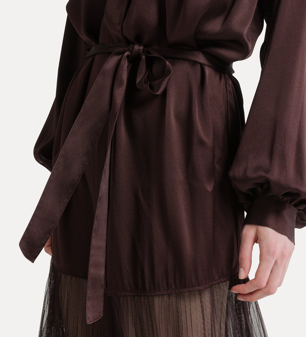 Silk Satin & Plissé Tulle Dress 15387 Fondant