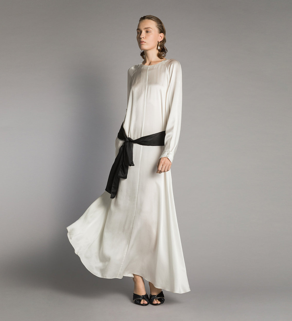 Silk Satin Dress with Sash 15385bis Diamond
