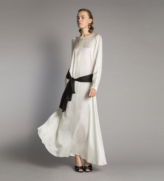 Silk Satin Dress with Sash 15385bis Diamond