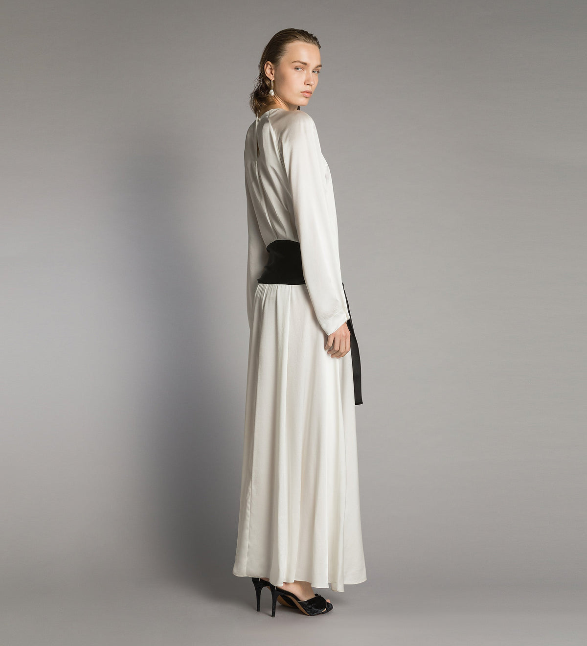 Silk Satin Dress with Sash 15385bis Diamond