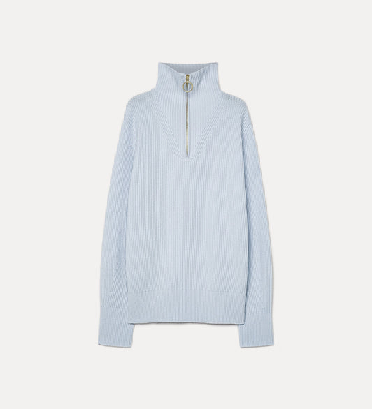 Cashmere Wool Zip Sweater 15440 Celestial Blue