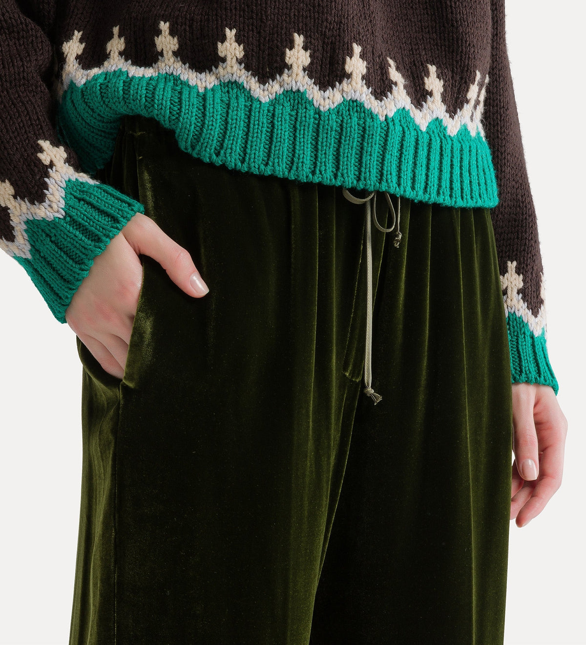 Velvet Drawstring Pants 15357 Woods