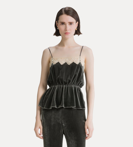 Velvet Top with Lace 15354 Grey