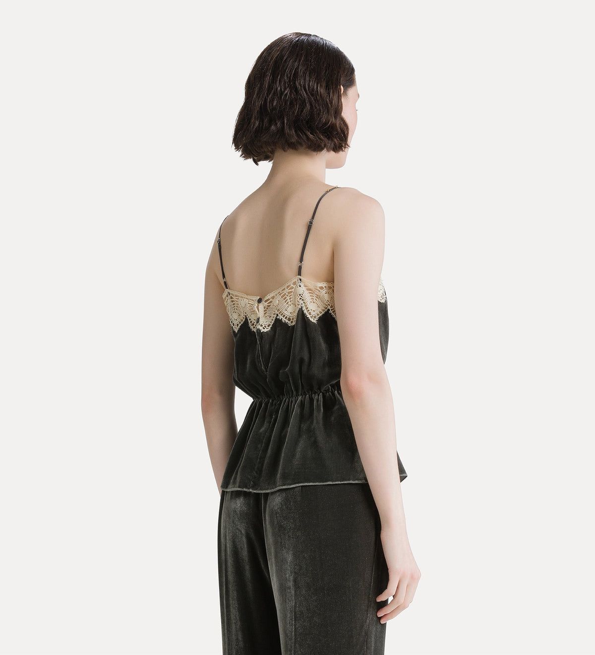 Velvet Top with Lace 15354 Grey