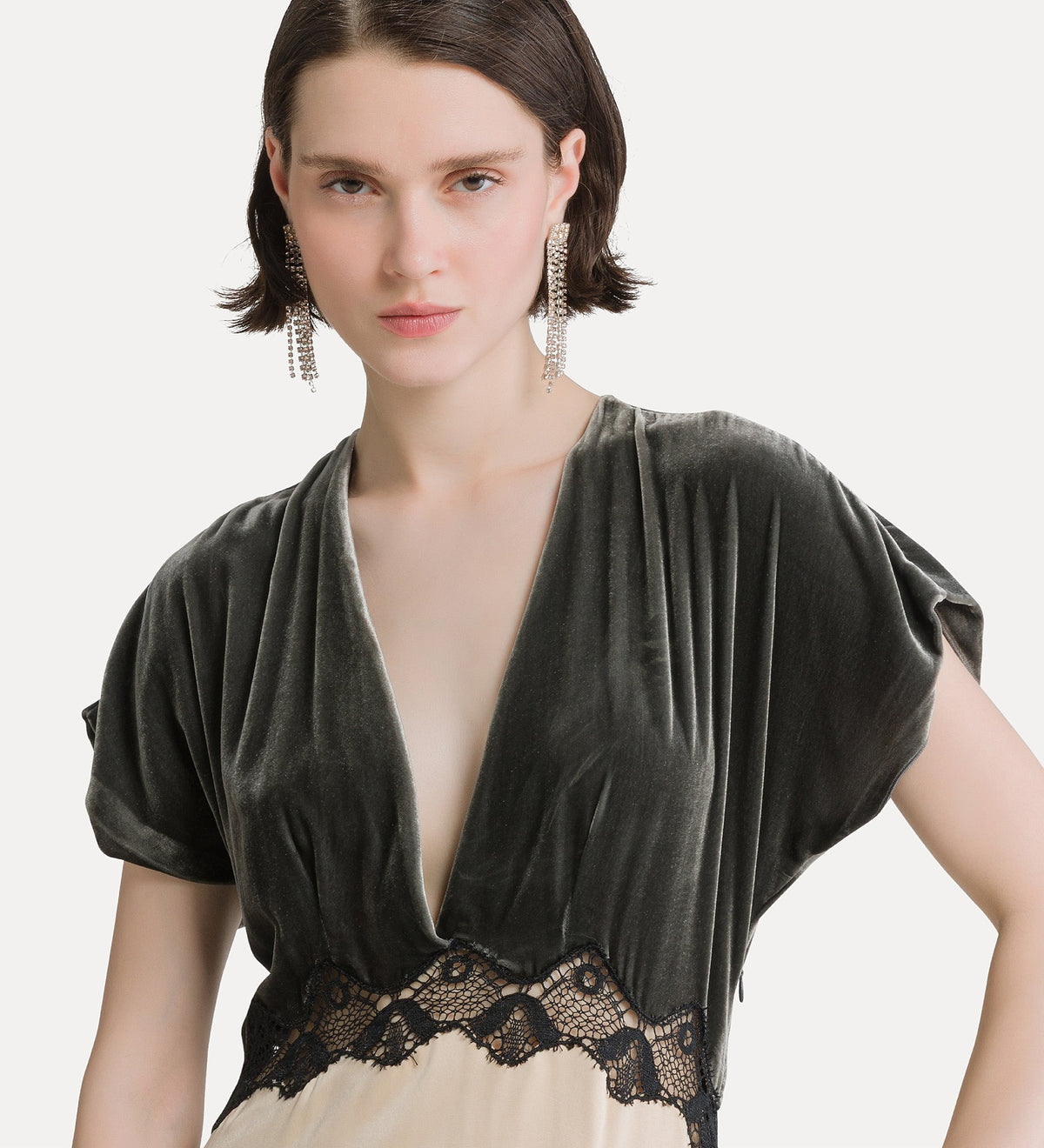 Velvet & Lace Dress 15355 Grey
