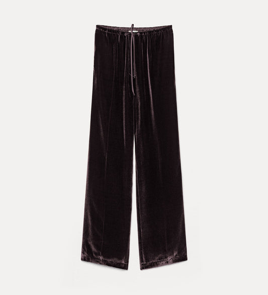 Velvet Drawstring Pants 15357 Fondant