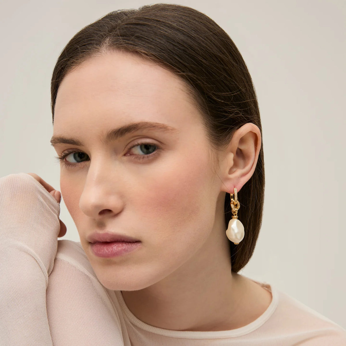 Hina Biwa Pearl Earrings